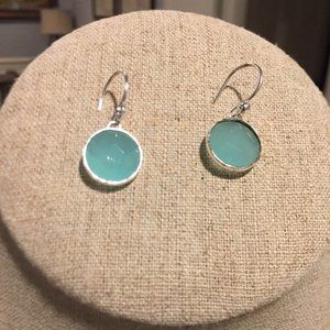 STELLA & DOT SILVER AND BLUE STONED EARRINGS